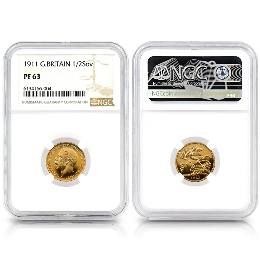アンティークコイン5：5449 1911 ジョージ5世 金・銀貨12枚セット NGC PF61-64+CA 箱付き