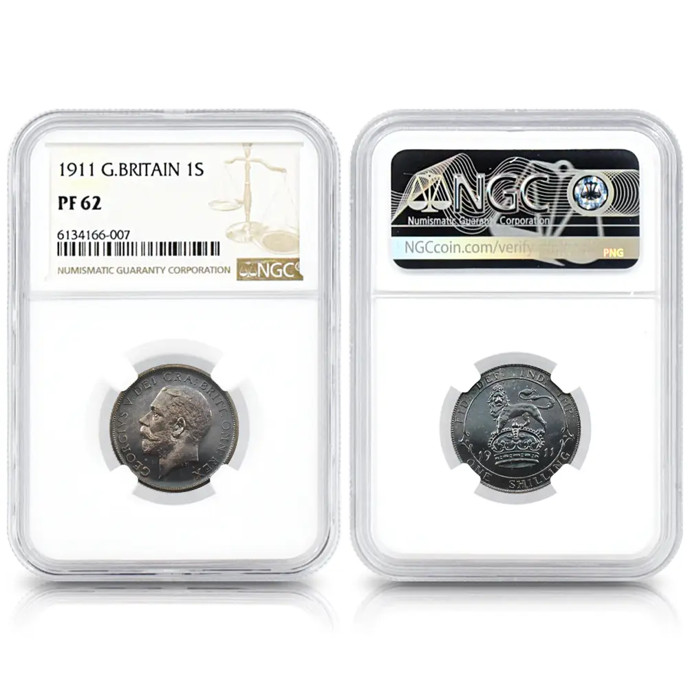 アンティークコイン8：5449 1911 ジョージ5世 金・銀貨12枚セット NGC PF61-64+CA 箱付き