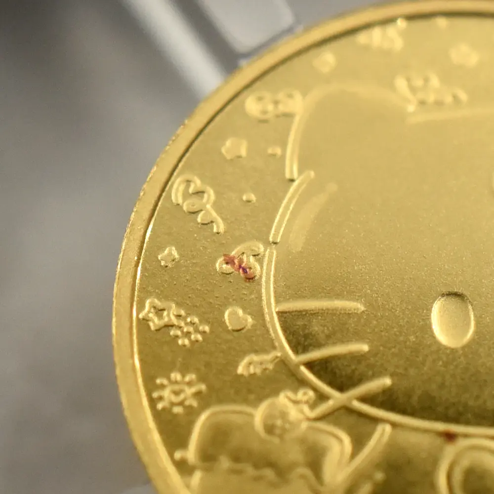 モダンコイン13：5208 フランス 2024 ハローキティ 50周年記念 5ユーロ0.5グラム プルーフ金貨 未鑑定 箱付き