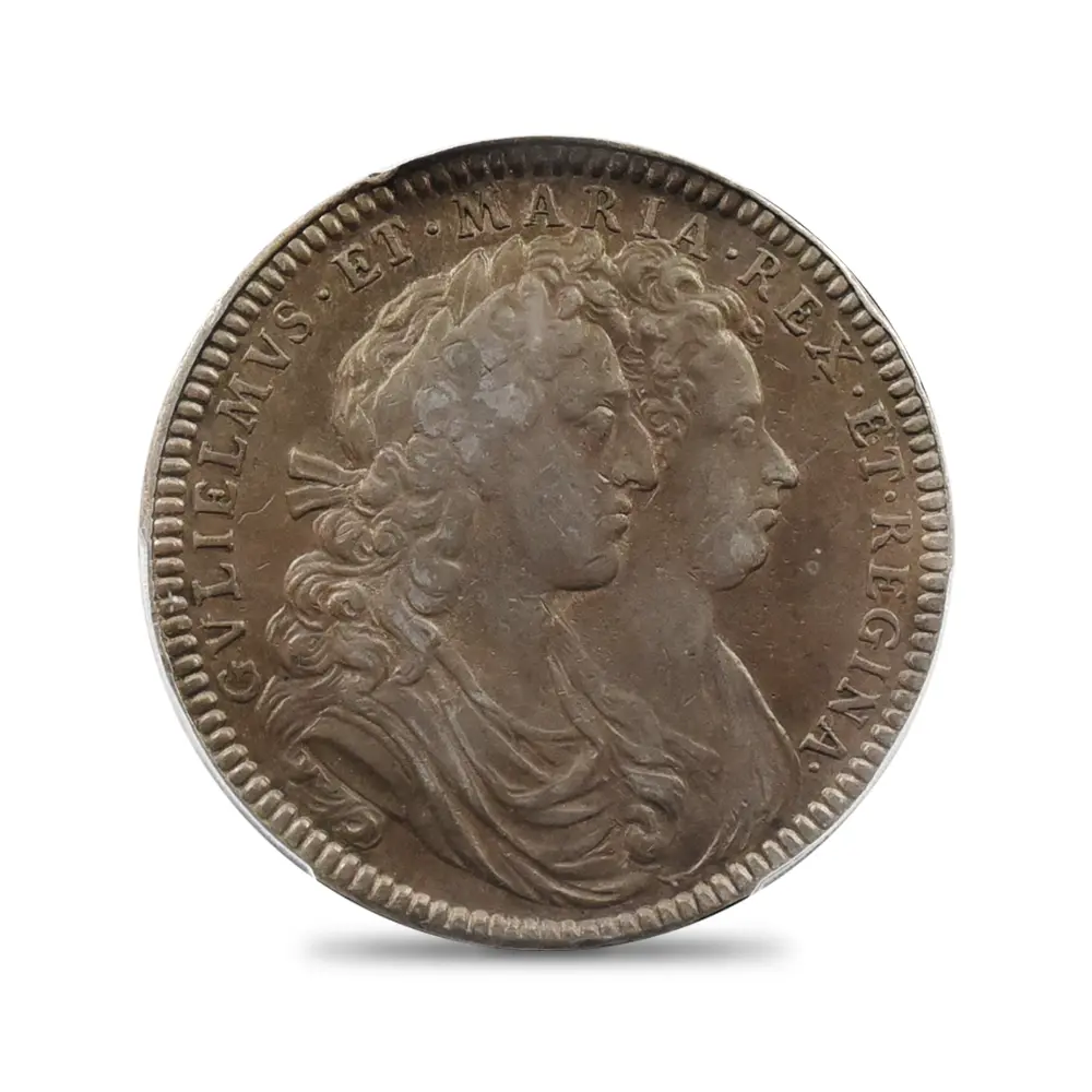 メダル2：5688 1689 ウィリアム＆メアリー 戴冠記念銀メダル PCGS AU50 Eimer-312a