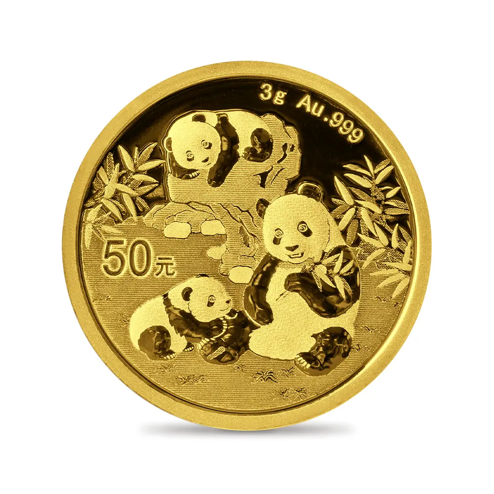地金型2：5744 中国 2025 パンダ 50元 3グラム 金貨 【1枚】