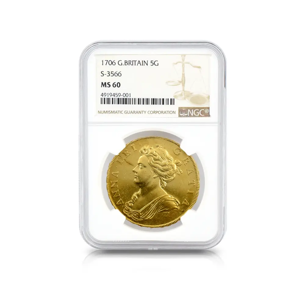 アンティークコイン4：4512 1706 アン女王 5ギニー金貨 NGC MS60 S-3566