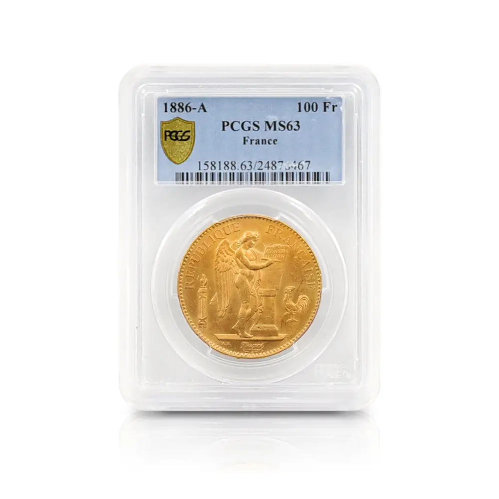 アンティークコイン4：4929 フランス 1886A エンジェル 100フラン金貨 PCGS MS63