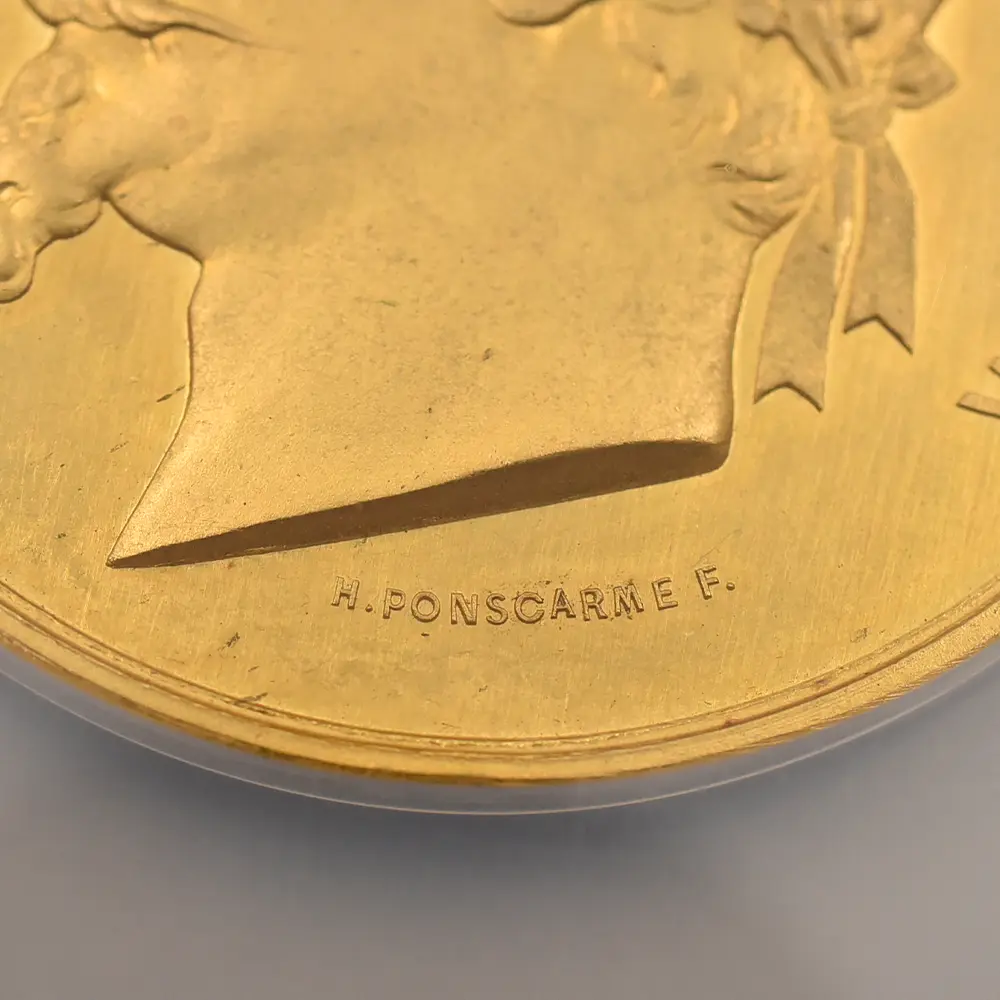 メダル8：5241 フランス 1867 ナポレオン3世 パリ万国博覧会 金・銀・銅メダル 3枚セット NGC MS63-64 箱付き